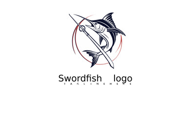 Fototapeta premium Bold Marlin Logo Vector with Stylish Swordfish Design Elements. Ideal for Professional Sport Fishing, Marine Products Branding, and Ocean-Themed Corporate Identity. Unique Template Style.