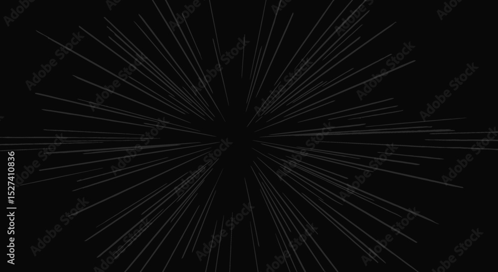 Poster abstract dark background with light rays emanating from a central point