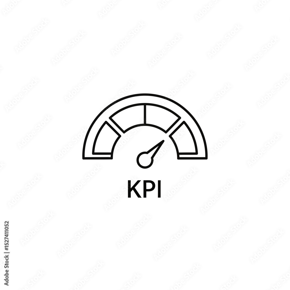 Poster kpi dashboard gauge icon: measuring business performance and tracking key performance indicators, ou