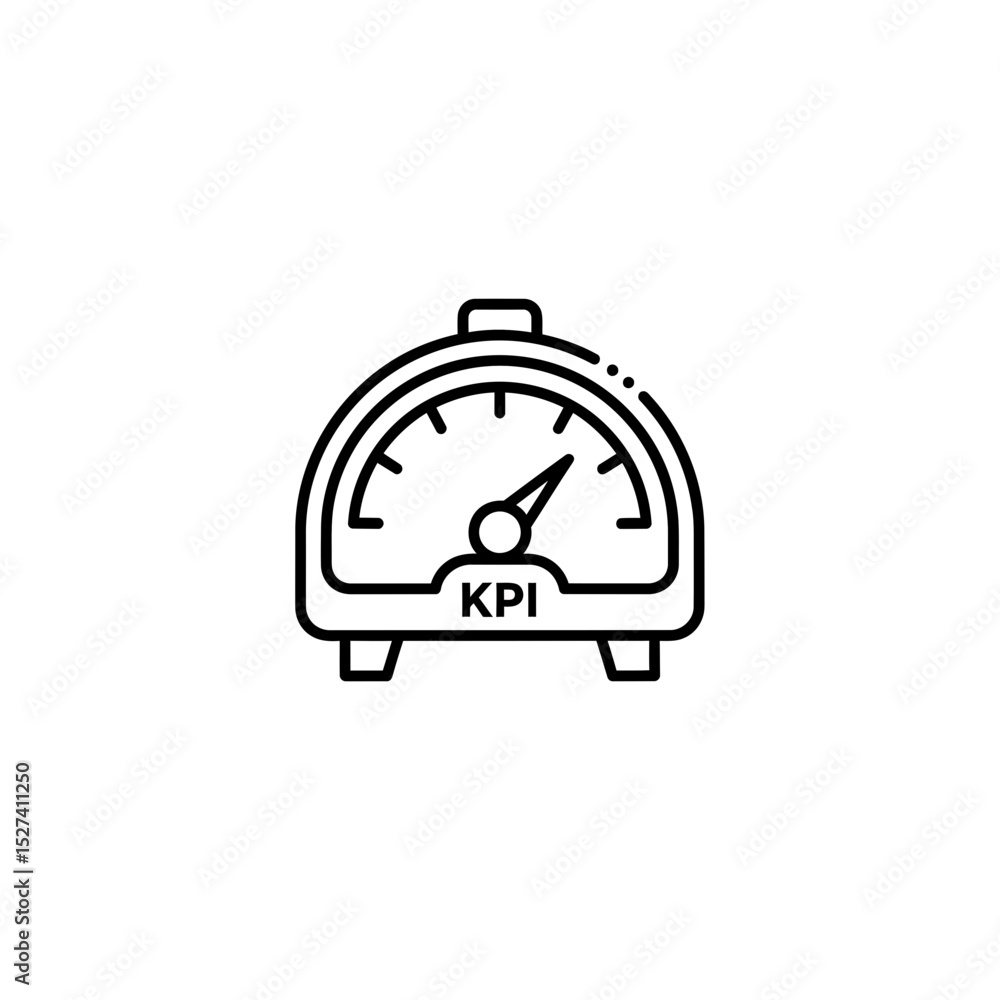 Poster kpi dashboard icon - key performance indicator gauge for business metrics and success tracking on wh