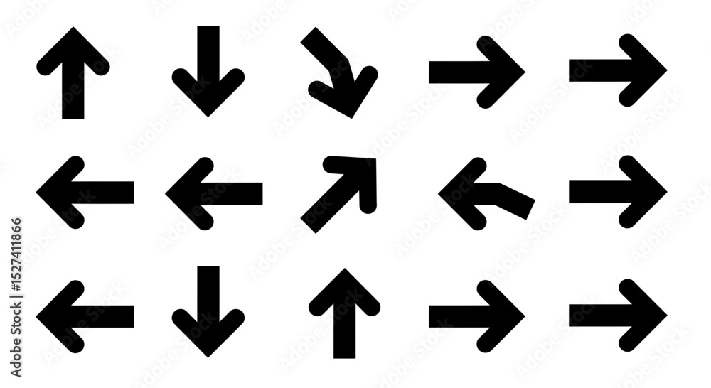 Poster diverse set of directional arrows pointing in various directions on a white background
