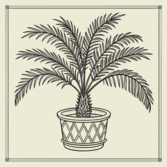 Decorative Palm Tree in Planter.eps