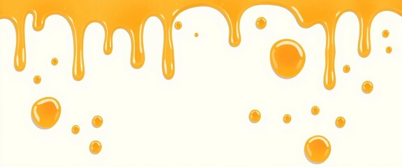Sweet honey drips, splashes, and spots; melting, sticky texture Flat vector illustration,   honeycomb texture,  flowing