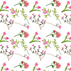 Pattern con miscuglio di fiori di campo