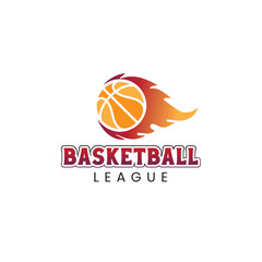 Basketball championship vector logo, orange blue elegant colorful basket ball team logo with stars and badge