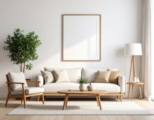 Minimalist Interior Design with Sofa and Wooden Accents