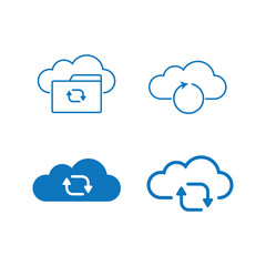 Set of cloud sync icon vector connecting arrows in a circular shape clean closeup for icon or logo