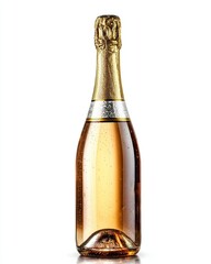 A sleek, elegant bottle of sparkling rose wine, showcasing its vibrant color and fine bubbles, perfect for celebrations or special occasions.