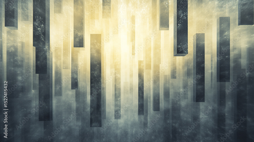 Poster mosaic like structural fragments suspended in air create captivating visual effect