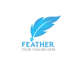 Feather logo vector elegant feather quill logo feather brand icon with a pen nip