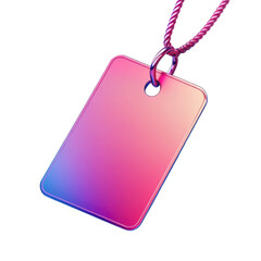 Fototapeta premium Iridescent tag pink chain nameplate metallic identity elegant shiny modern on transparent background