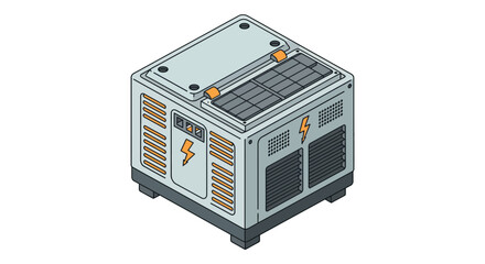 Obraz premium Energy generator device with lightning bolt icon for technology and innovation design vector illustration