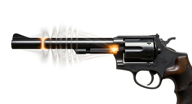 Revolver Discharge: A Dramatic, High-Contrast Image - Powered by Adobe