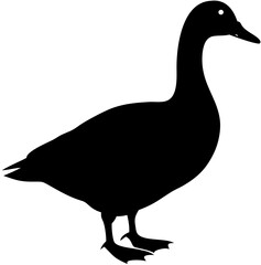 High-contrast black duck silhouette graphic for logo or icon