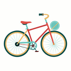 Obraz premium Colorful Flat Bicycle with Bag