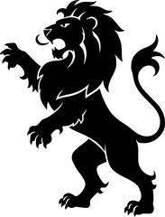 Fototapeta premium A black silhouette of a lion in a triumphant pose