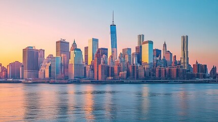 Obraz premium New York skyline with corporate office buildings, modern skyscrapers in financial district cityscape