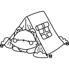 a cute vector of animals camping with a tent
