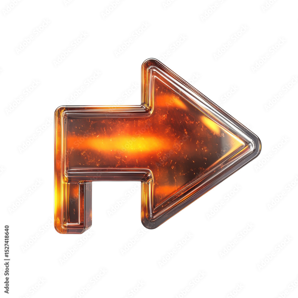 Poster glass arrow directional sign 3d render icon guiding navigation ui element on transparent background