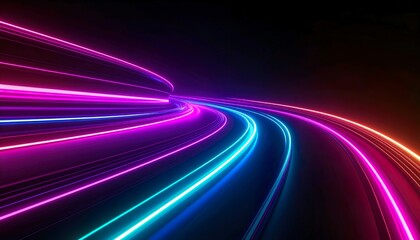 Minimalist Cyberpunk Glitch Background with Neon Gradient and Copyspace for Advertising