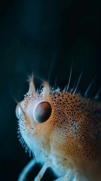 Microscopic Close-up of a Mysid Shrimp, Revealing Intricate Details and Textured Exoskeleton