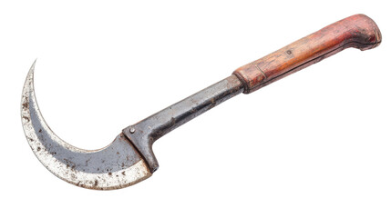 Agricultural sickle with curved blade Transparent background, PNG file