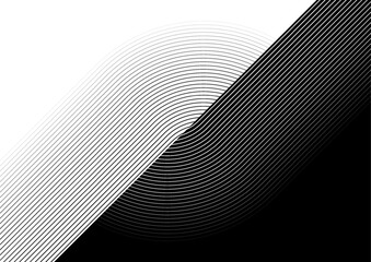 Black and white linear pattern abstract geometric minimal background. Vector digital art design