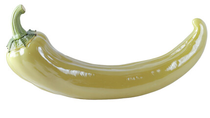 Anaheim pepper in light green with smooth curved body, mild spice, Transparent background, PNG file