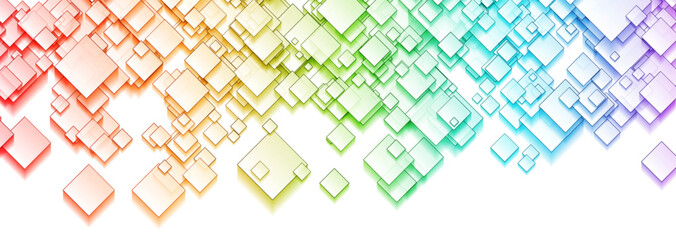 Colorful gradient mosaic squares abstract geometric concept background. Vector banner design