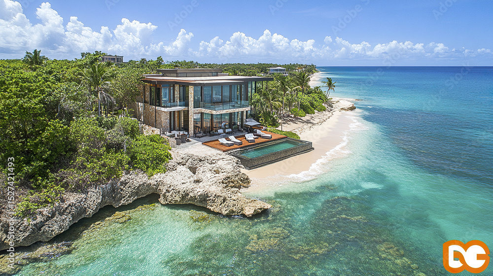 Aufkleber luxurious oceanfront property with stunning views and serene beach access