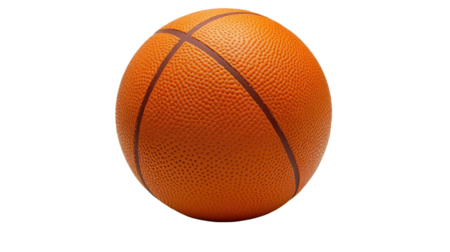 Basketball with orange leather texture, Transparent background, PNG file