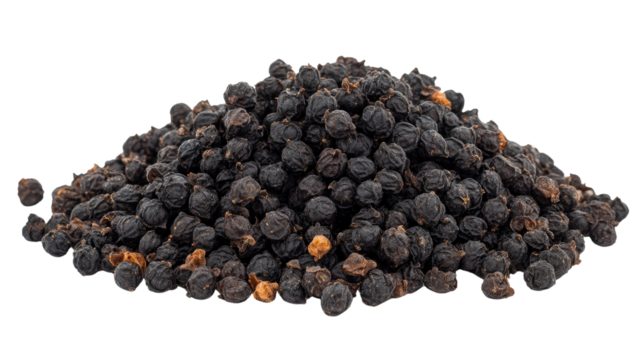 Black mulberries with oblong shape and deep color, soft and juicy, Transparent background, PNG file