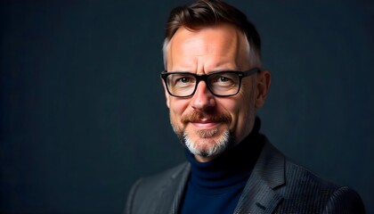 Obraz premium Bearded Man in Glasses Smiling