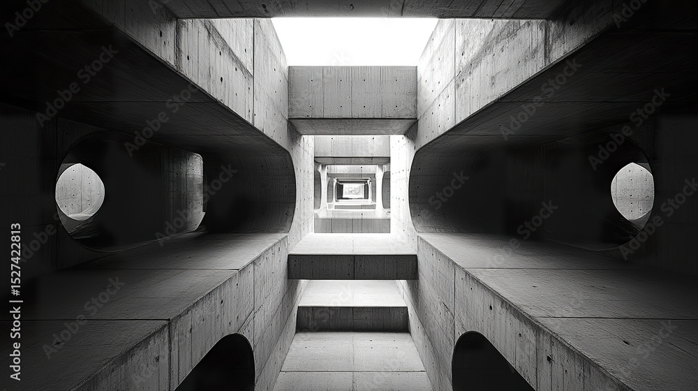 Poster striking view of geometric concrete structures creating mesmerizing pattern