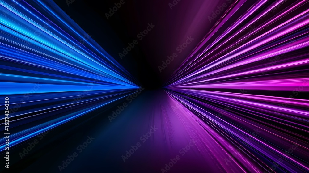 Poster the image contains an abstract representation of light streaks, converging from opposite sides of th