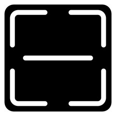 Black and white image of a rectangle with a line in the middle. Icon