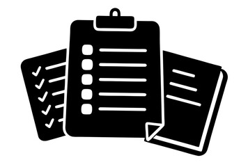 Fototapeta premium Checklist notebook and clipboard icon set