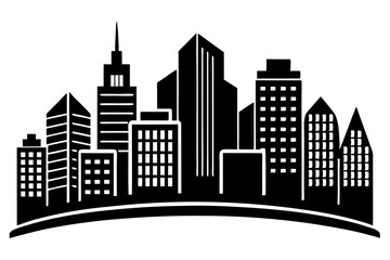 Obraz premium Black and white cityscape silhouette illustration