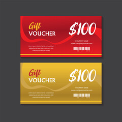 Premium modern set of coupons vector colorful gift vouchers with coupon barcode and offer value on it