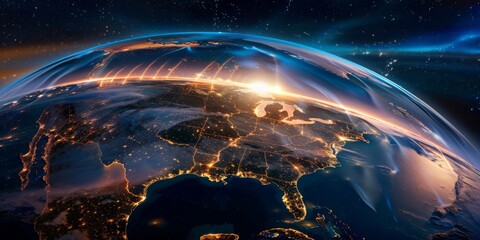 Golden energy shield protecting united states from space threats