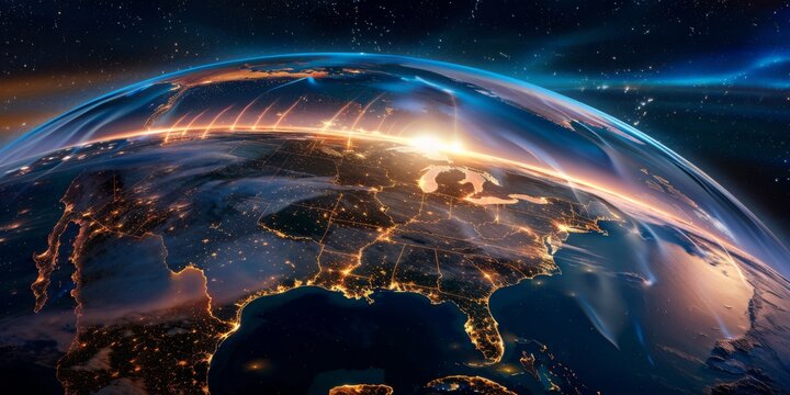 Golden energy shield protecting united states from space threats