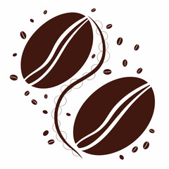 Stylized Coffee Beans Design with Scattered Grains