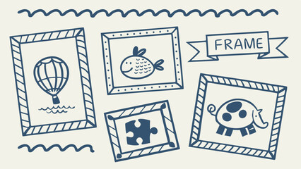 Obraz premium Collection of Cute Cartoon Picture Frames