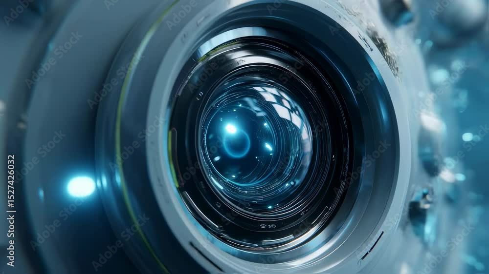Poster precision optical engineering capturing intricate light particles through advanced lens technology, 