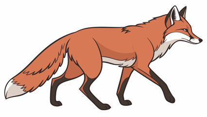 Cartoon Red Fox Walking with Transparent Background