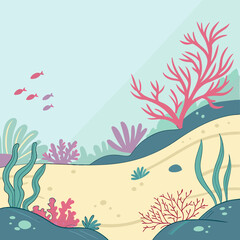Underwater Scene with Coral Reef and Fish