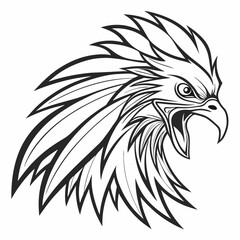 Fototapeta premium Intricate Line Art of an Aggressive Eagle Head