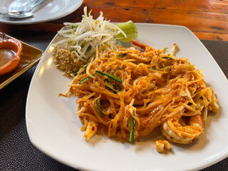 Thai food Pad thai, Stir-fried noodles with shrimp