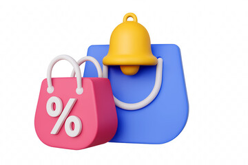 Obraz premium Shopping Notification Sale Alerts & Discount Reminders - 3D Icon Design