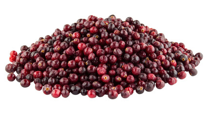 Cranberries with rich red color and firm texture, clustered presentation, Transparent background, PNG file